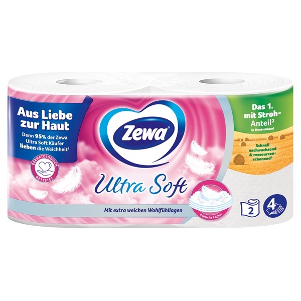 ZEWA ULTRA SOFT 4-LAGIG MIT STROHANTEIL 2 X 150 BLATT