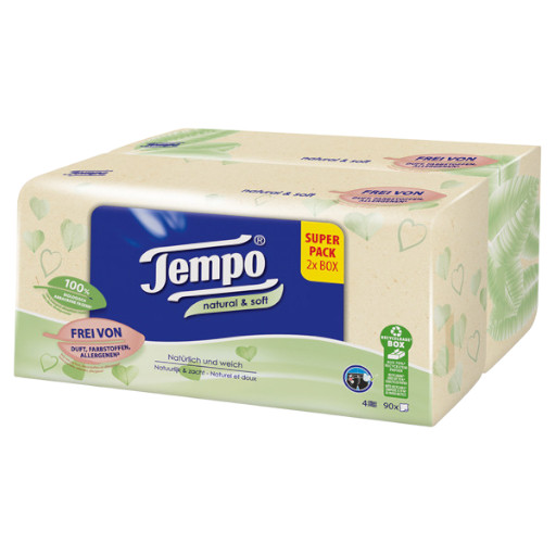 TEMPO DUO - BOX NATURAL & SOFT 2 X 90 TASCHENTUECHER