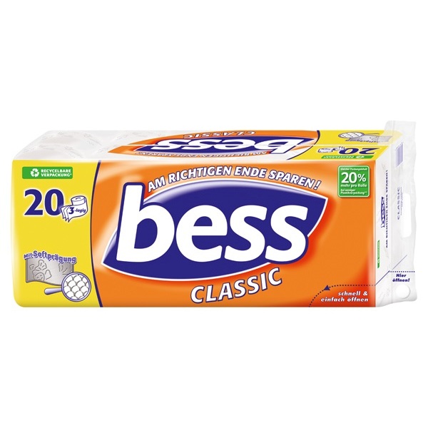 BESS CLASSIC TOILETTENPAPIER 3 LAGIG 20 ROLLEN A 180 BLATT