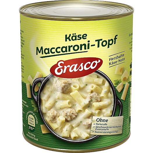 ERASCO SCHWEIZER KAESE - MACCARONI MIT HERZHAFTER KAESE NOTE 800G