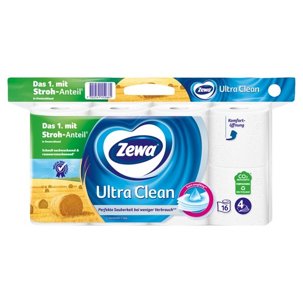 ZEWA ULTRA CLEAN 4-LAGIG MIT STROHANTEIL 16 X 135 BLATT 
