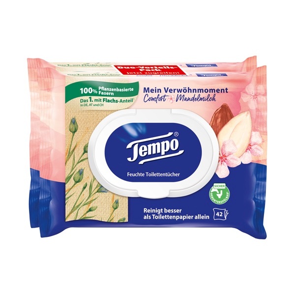 TEMPO FEUCHTE TOILETTENTUECHER MANDELMILCH 2 X 42 BLATT