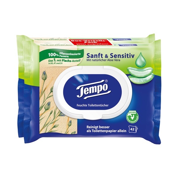 TEMPO FEUCHTES TOILETTENPAPIER SANFT & SENSITIVE NACHFUELPACK 2 X 42 BLATT
