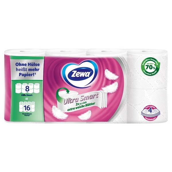 ZEWA ULTRA SMART TOILETTENPAPIER 8 X 280 BLATT 4-LAGIG