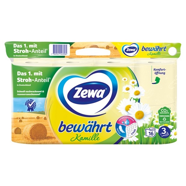 ZEWA BEWAEHRT KAMILLE 3-LAGIG MIT  STROHANTEIL 16 X 150 BLATT 