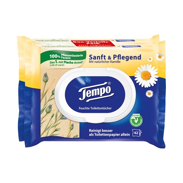 TEMPO FEUCHTES TOILETTENPAPIER SANFT & PFLEGEND NACHFUELLPACK 2 X 42 BLATT